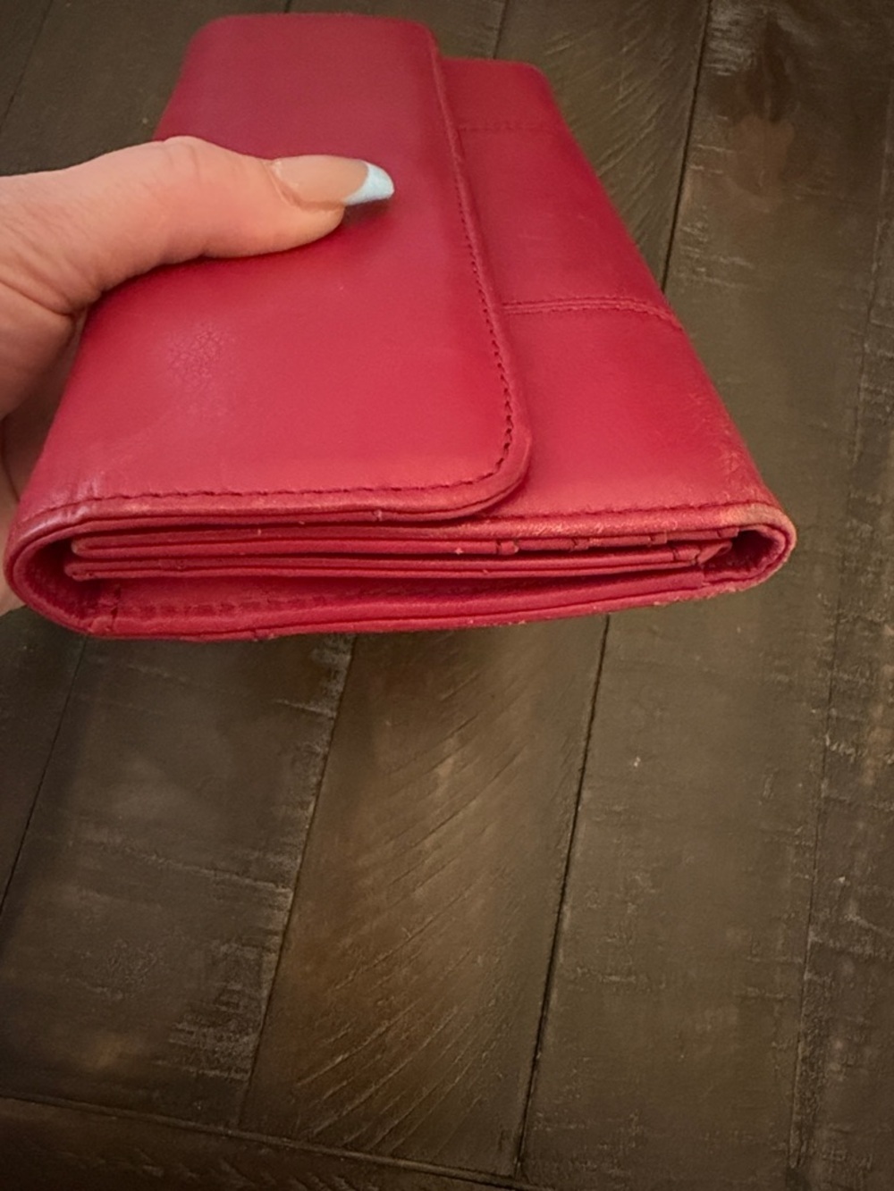 Red Soft Leather Long Wallet for Women - Picture 13 of 14